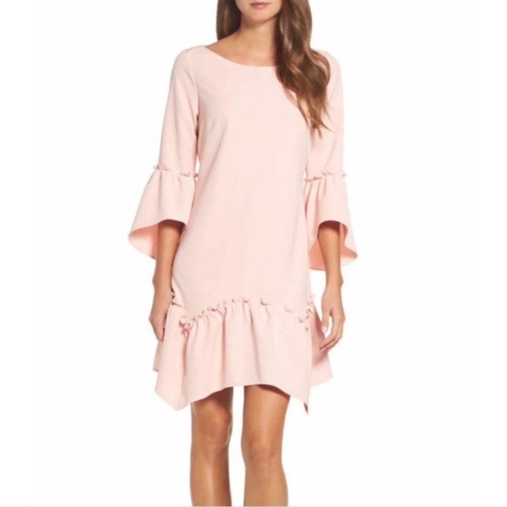 NWT Eliza J Ruffle Trim Hem Dress Baby Pink
